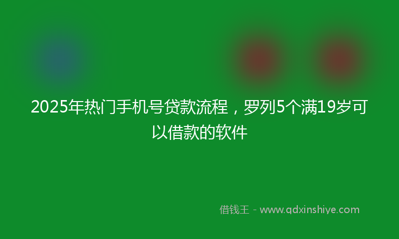 2025年热门手机号贷款流程，罗列5个满19岁可以借款的软件