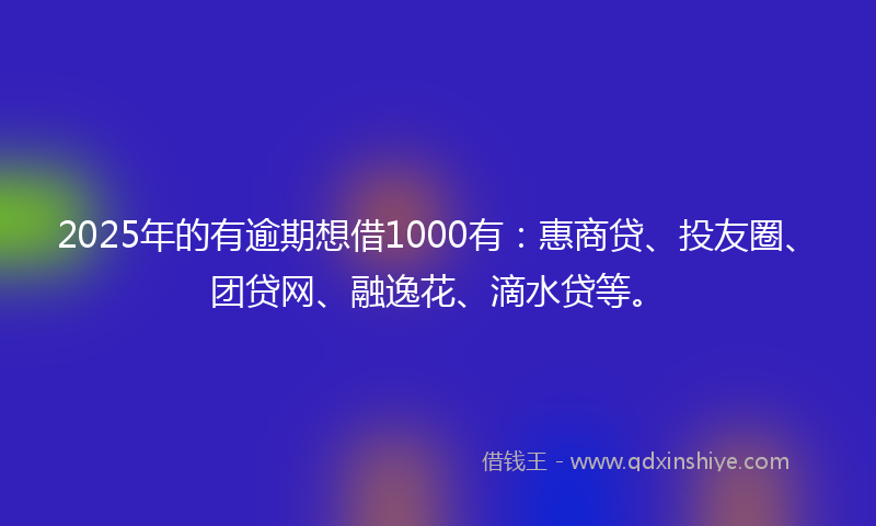 2025年的有逾期想借1000有：惠商贷、投友圈、团贷网、融逸花、滴水贷等。