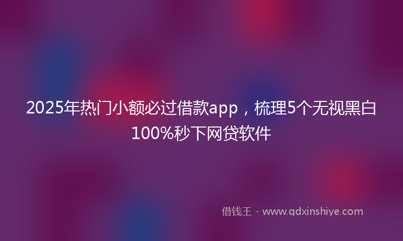 2025年热门小额必过借款app，梳理5个无视黑白100%秒下网贷软件