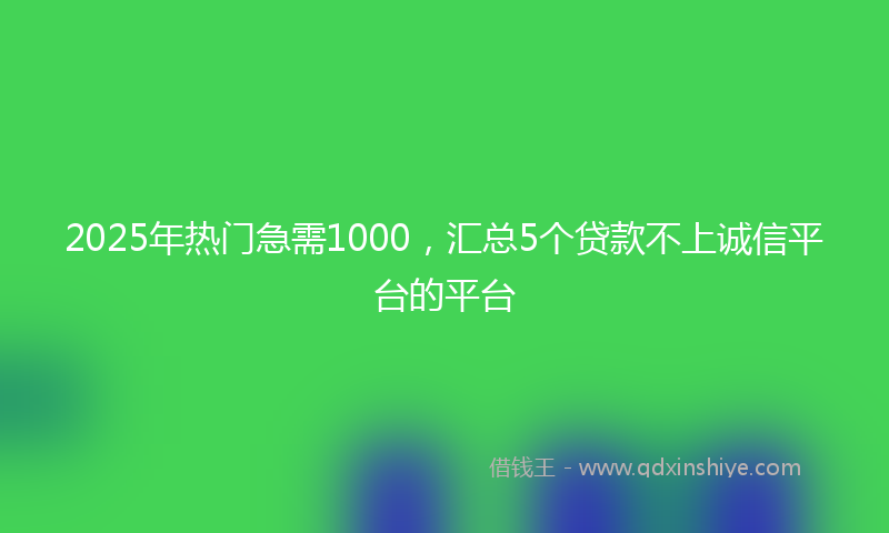 2025年热门急需1000，汇总5个贷款不上诚信平台的平台