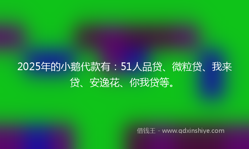 2025年的小鹅代款有:51人品贷、微粒贷、我来贷、安逸花、你我贷等。