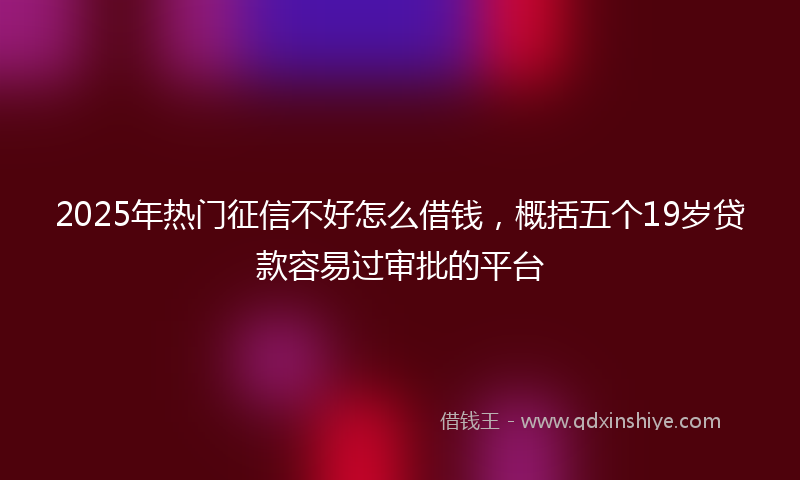 2025年热门征信不好怎么借钱，概括五个19岁贷款容易过审批的平台