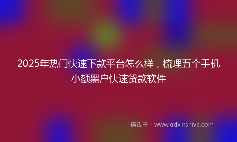2025年热门快速下款平台怎么样，梳理五个手机小额黑户快速贷款软件