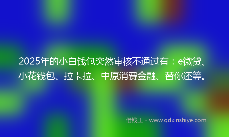 2025年的小白钱包突然审核不通过有：e微贷、小花钱包、拉卡拉、中原消费金融、替你还等。