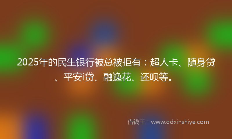 2025年的民生银行被总被拒有：超人卡、随身贷、平安i贷、融逸花、还呗等。