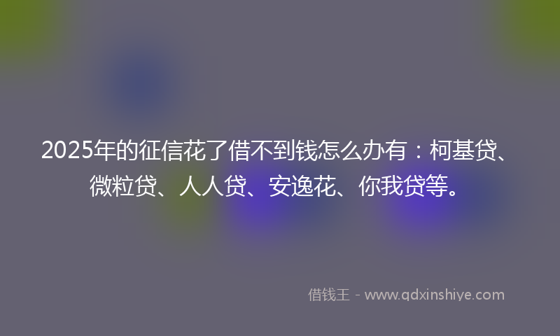 2025年的征信花了借不到钱怎么办有：柯基贷、微粒贷、人人贷、安逸花、你我贷等。