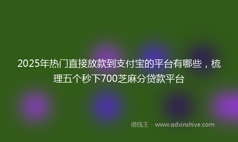 2025年热门直接放款到支付宝的平台有哪些，梳理五个秒下700芝麻分贷款平台