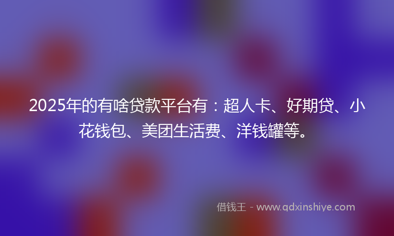 2025年的有啥贷款平台有：超人卡、好期贷、小花钱包、美团生活费、洋钱罐等。