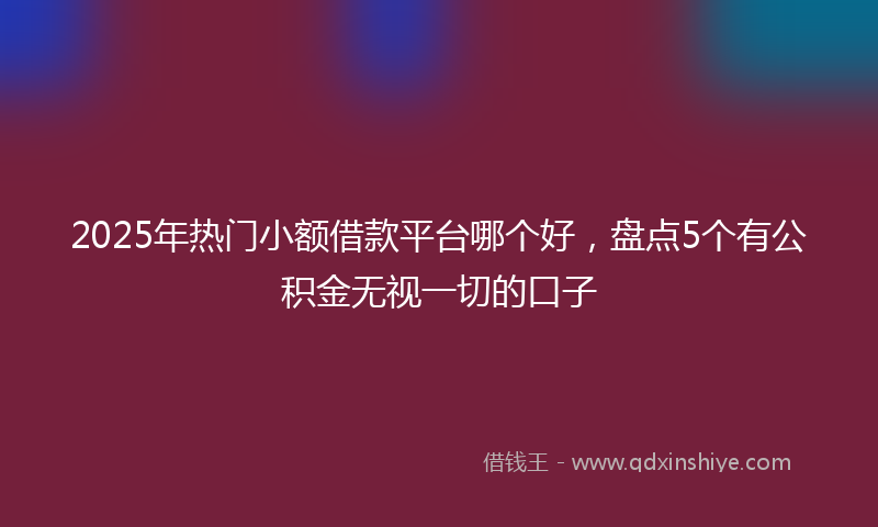 2025年热门小额借款平台哪个好，盘点5个有公积金无视一切的口子
