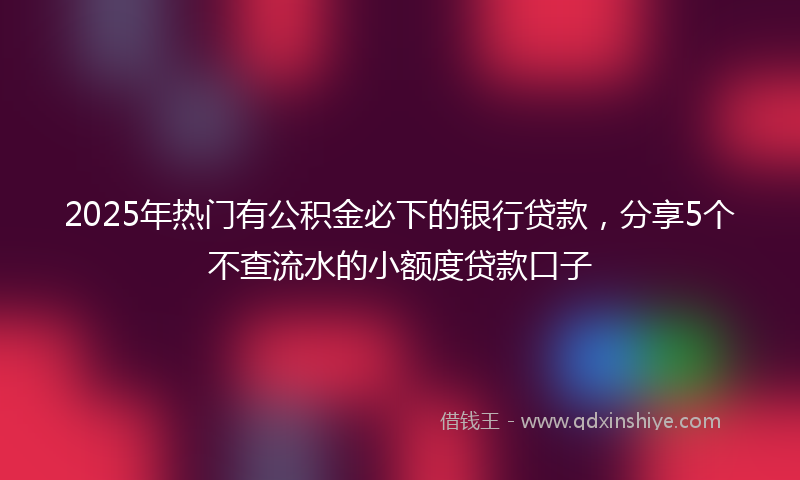 2025年热门有公积金必下的银行贷款，分享5个不查流水的小额度贷款口子