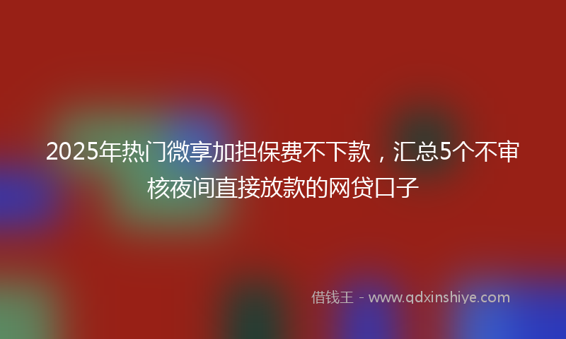 2025年热门微享加担保费不下款，汇总5个不审核夜间直接放款的网贷口子
