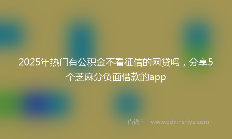 2025年热门有公积金不看征信的网贷吗，分享5个芝麻分负面借款的app
