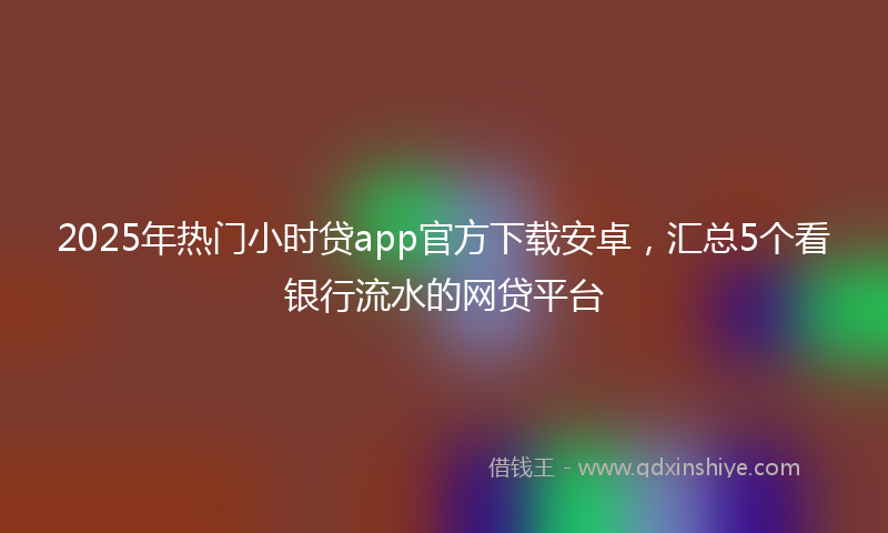2025年热门小时贷app官方下载安卓，汇总5个看银行流水的网贷平台
