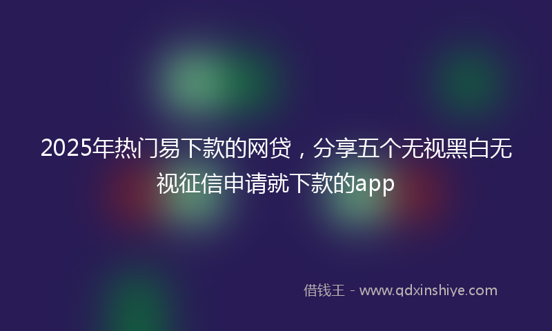 2025年热门易下款的网贷，分享五个无视黑白无视征信申请就下款的app