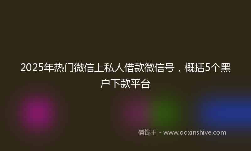 2025年热门微信上私人借款微信号，概括5个黑户下款平台