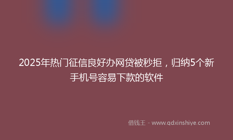 2025年热门征信良好办网贷被秒拒，归纳5个新手机号容易下款的软件