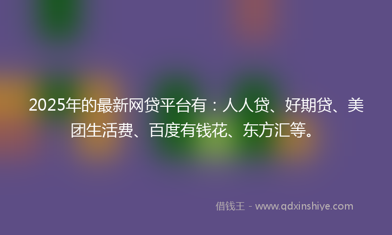 2025年的最新网贷平台有：人人贷、好期贷、美团生活费、百度有钱花、东方汇等。