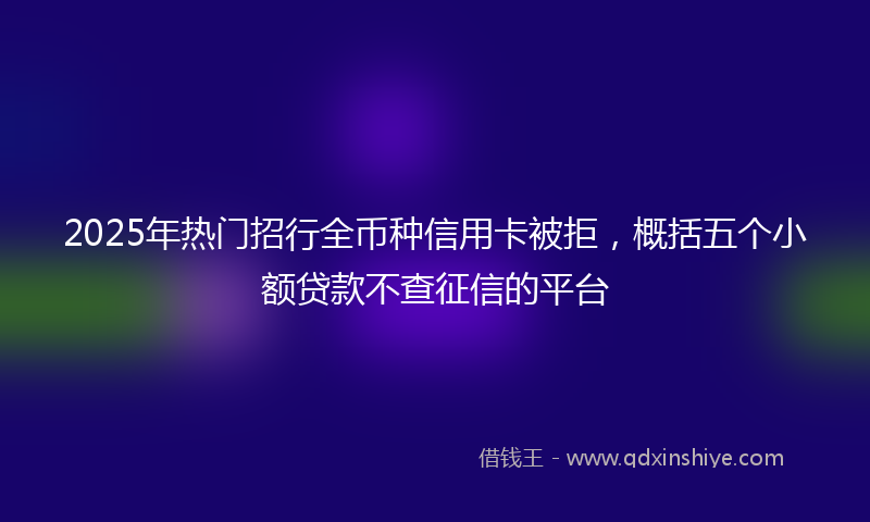 2025年热门招行全币种信用卡被拒，概括五个小额贷款不查征信的平台