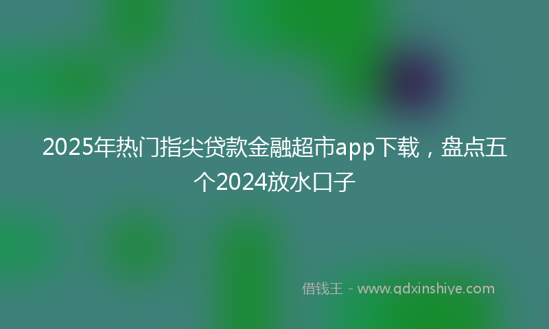 2025年热门指尖贷款金融超市app下载，盘点五个2024放水口子