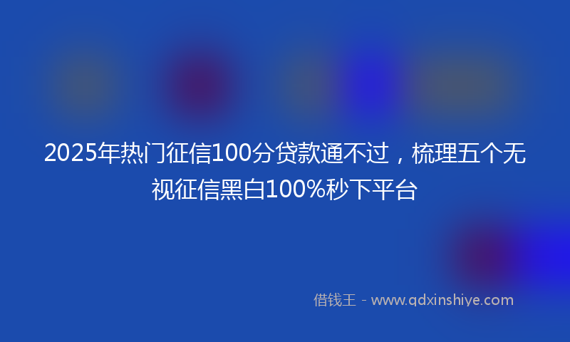 2025年热门征信100分贷款通不过，梳理五个无视征信黑白100%秒下平台