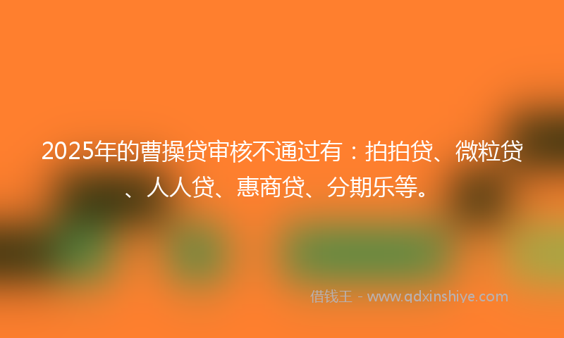 2025年的曹操贷审核不通过有：拍拍贷、微粒贷、人人贷、惠商贷、分期乐等。