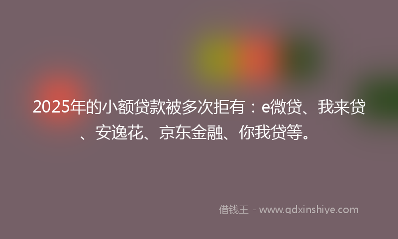 2025年的小额贷款被多次拒有：e微贷、我来贷、安逸花、京东金融、你我贷等。