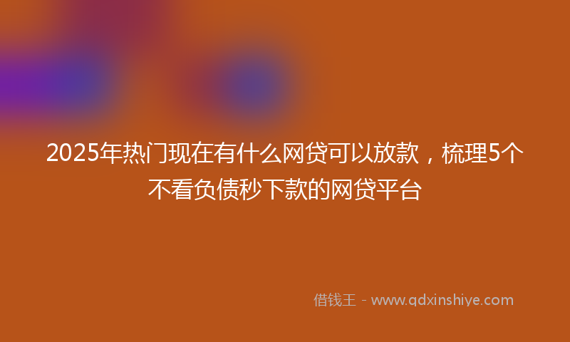 2025年热门现在有什么网贷可以放款，梳理5个不看负债秒下款的网贷平台