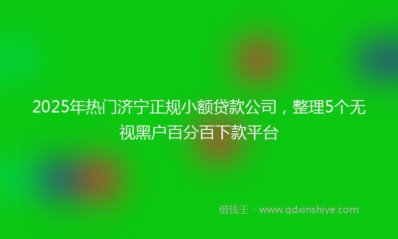 2025年热门济宁正规小额贷款公司，整理5个无视黑户百分百下款平台