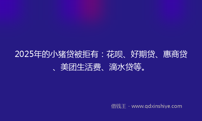 2025年的小猪贷被拒有：花呗、好期贷、惠商贷、美团生活费、滴水贷等。