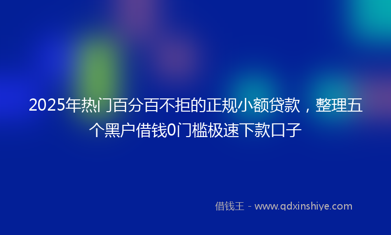 2025年热门百分百不拒的正规小额贷款，整理五个黑户借钱0门槛极速下款口子