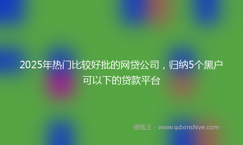 2025年热门比较好批的网贷公司，归纳5个黑户可以下的贷款平台