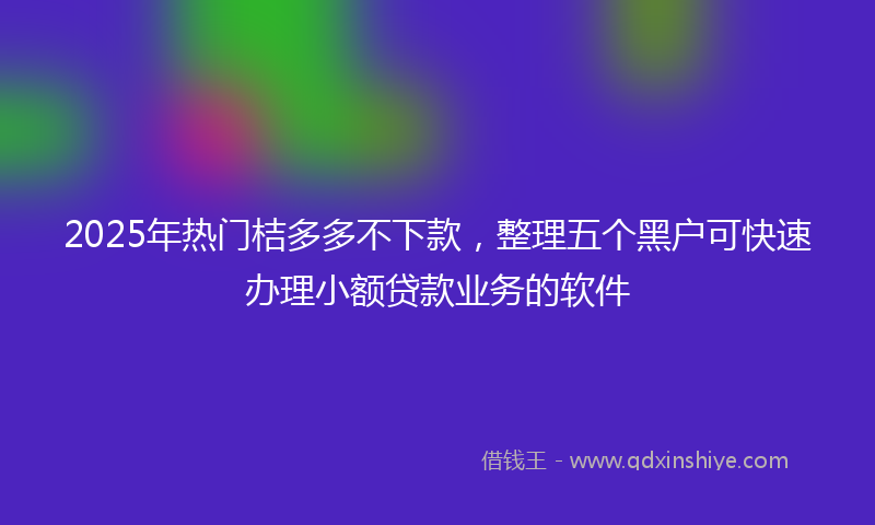 2025年热门桔多多不下款，整理五个黑户可快速办理小额贷款业务的软件