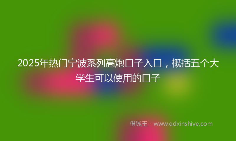 2025年热门宁波系列高炮口子入口，概括五个大学生可以使用的口子