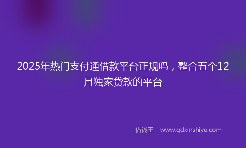 2025年热门支付通借款平台正规吗，整合五个12月独家贷款的平台