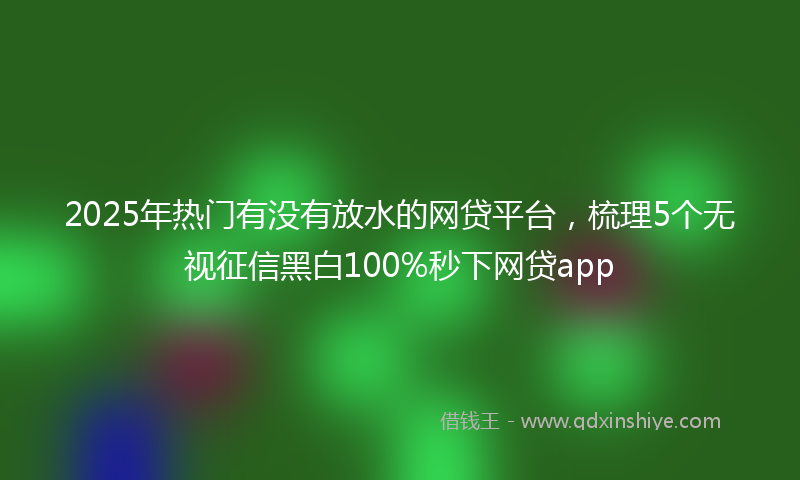 2025年热门有没有放水的网贷平台，梳理5个无视征信黑白100%秒下网贷app