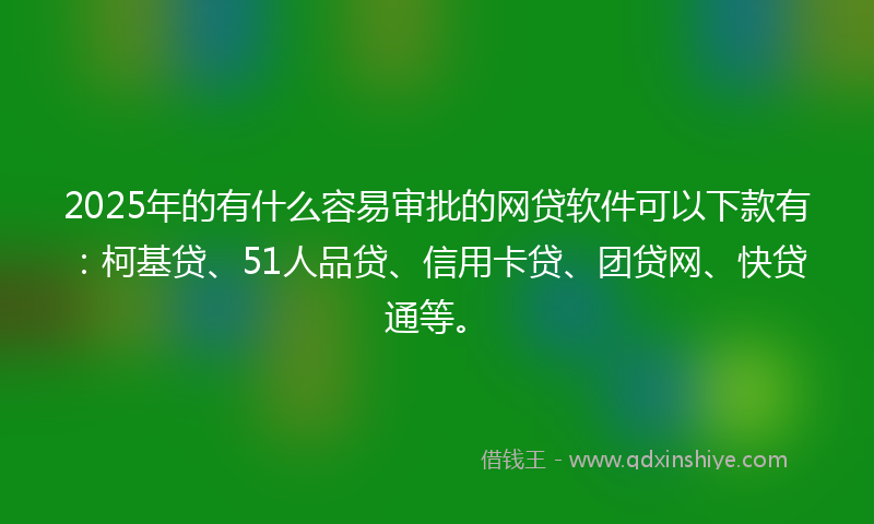2025年的有什么容易审批的网贷软件可以下款有：柯基贷、51人品贷、信用卡贷、团贷网、快贷通等。
