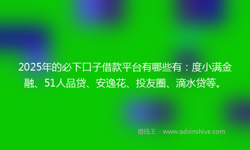 2025年的必下口子借款平台有哪些有：度小满金融、51人品贷、安逸花、投友圈、滴水贷等。