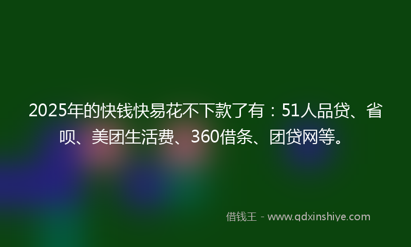 2025年的快钱快易花不下款了有：51人品贷、省呗、美团生活费、360借条、团贷网等。