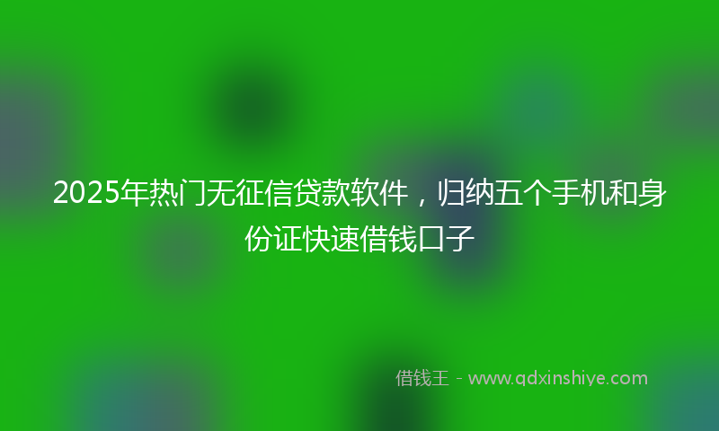 2025年热门无征信贷款软件，归纳五个手机和身份证快速借钱口子