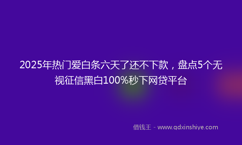2025年热门爱白条六天了还不下款，盘点5个无视征信黑白100%秒下网贷平台