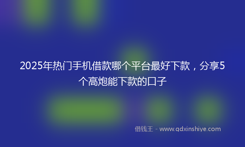 2025年热门手机借款哪个平台最好下款，分享5个高炮能下款的口子