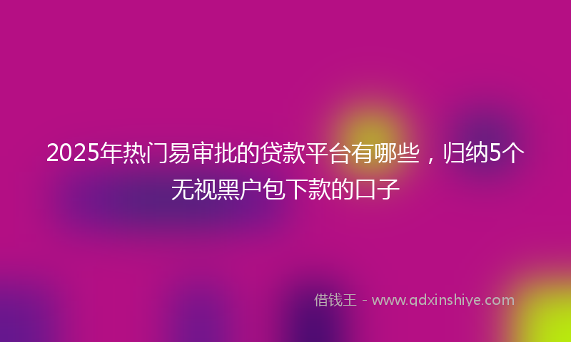 2025年热门易审批的贷款平台有哪些，归纳5个无视黑户包下款的口子