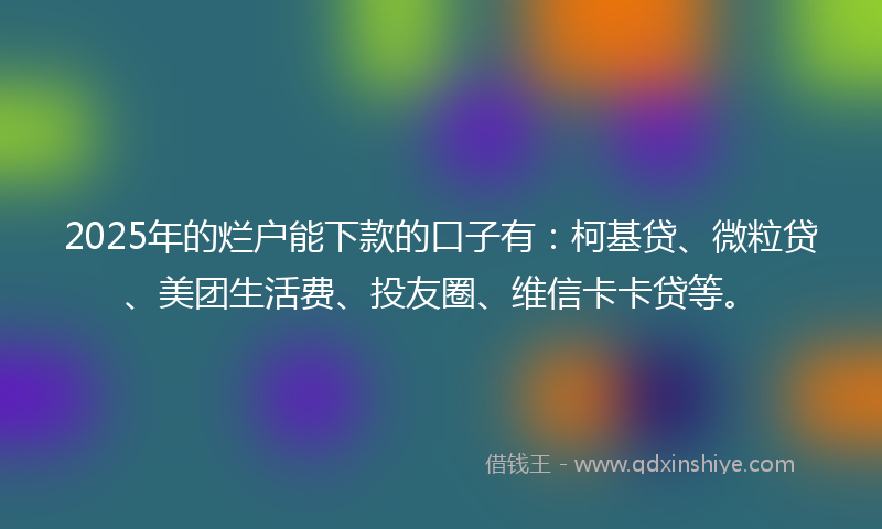 2025年的烂户能下款的口子有：柯基贷、微粒贷、美团生活费、投友圈、维信卡卡贷等。