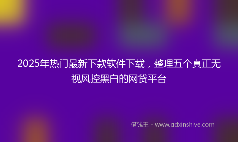 2025年热门最新下款软件下载，整理五个真正无视风控黑白的网贷平台