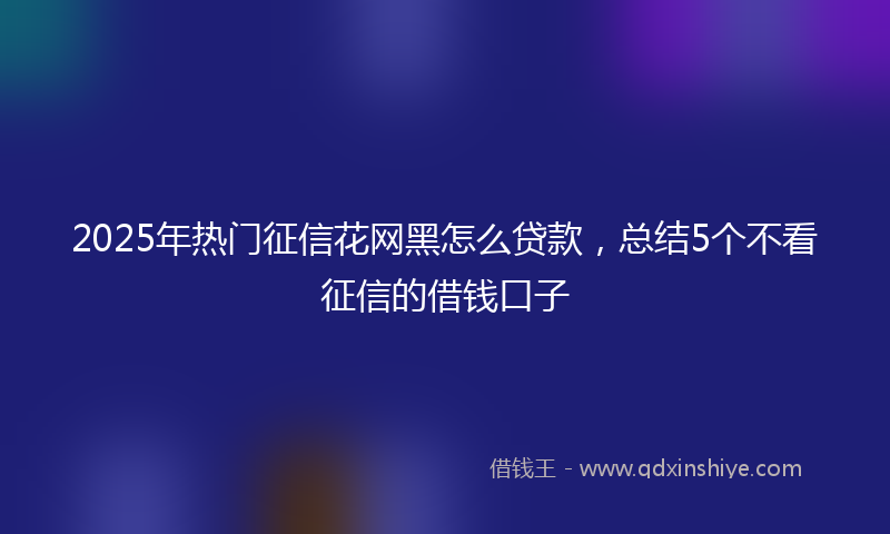 2025年热门征信花网黑怎么贷款，总结5个不看征信的借钱口子