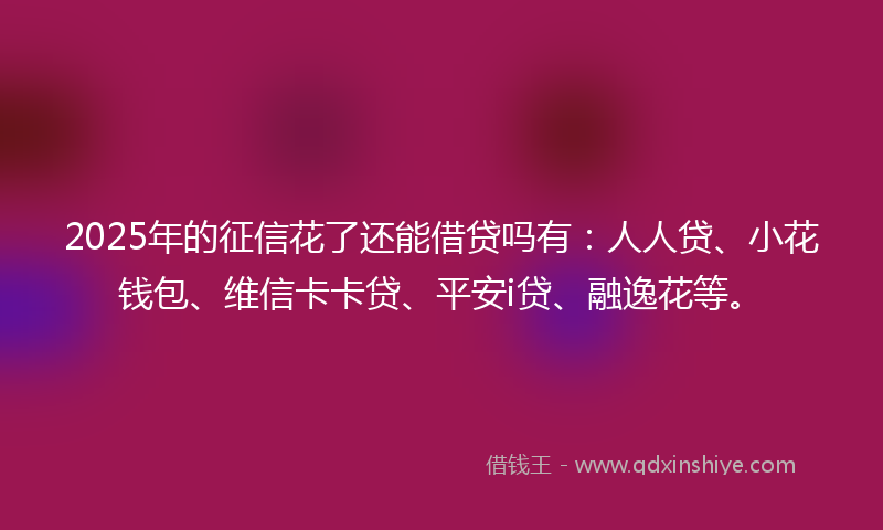 2025年的征信花了还能借贷吗有：人人贷、小花钱包、维信卡卡贷、平安i贷、融逸花等。
