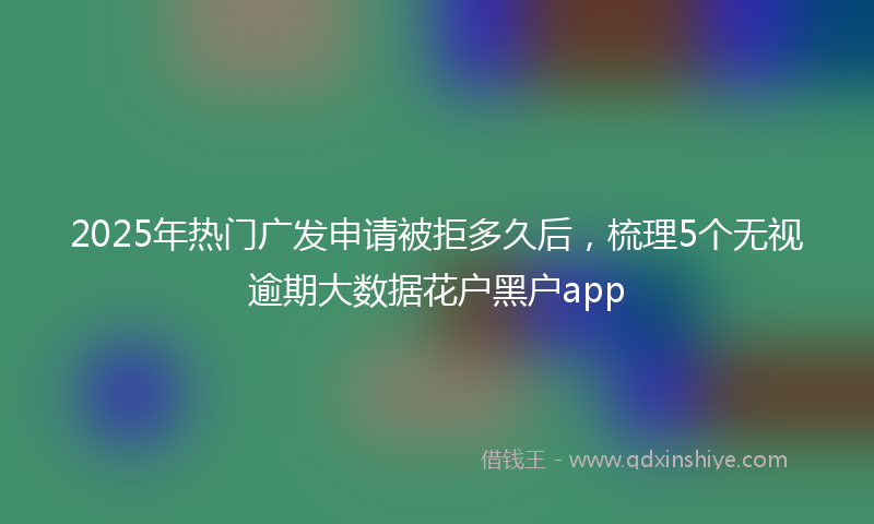 2025年热门广发申请被拒多久后，梳理5个无视逾期大数据花户黑户app