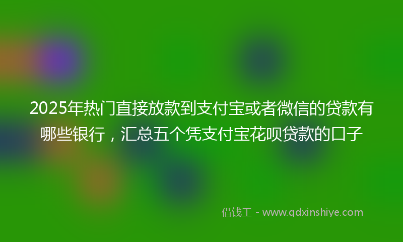 2025年热门直接放款到支付宝或者微信的贷款有哪些银行，汇总五个凭支付宝花呗贷款的口子