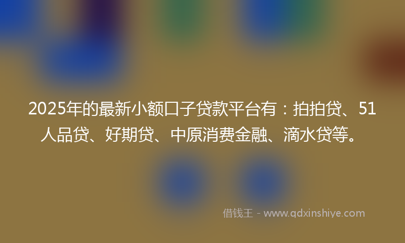 2025年的最新小额口子贷款平台有：拍拍贷、51人品贷、好期贷、中原消费金融、滴水贷等。