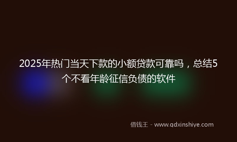 2025年热门当天下款的小额贷款可靠吗，总结5个不看年龄征信负债的软件
